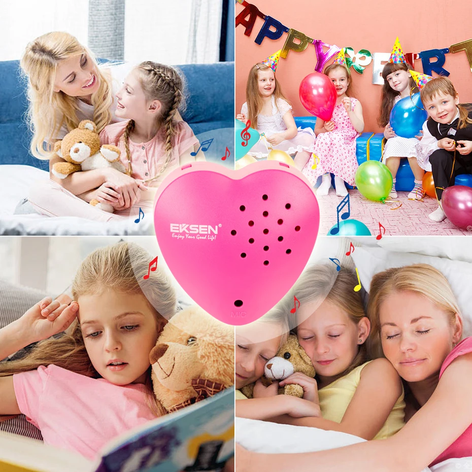 Heart Voice Recorder Box Mini Heart Shaped Recorder Programmable Sound Button Recording In 30 Seconds for Plush Toy Doll