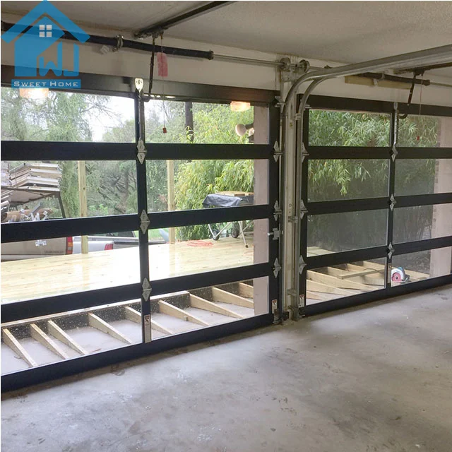 Секционные потолочные Алюминиевые Гаражные Двери черного цвета для дома алюминиевые стеклянные гаражные двери цены