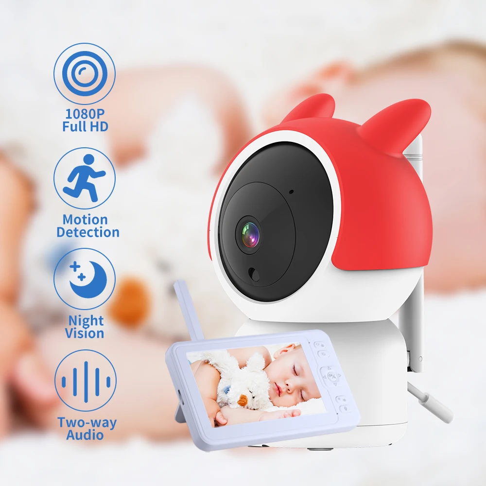  4 5 фут домашное с поддержкой Wi-Fi 1080P Новая радионяня беспроводной ночного видения двумя Детские камеры двусторонняя обратная связь