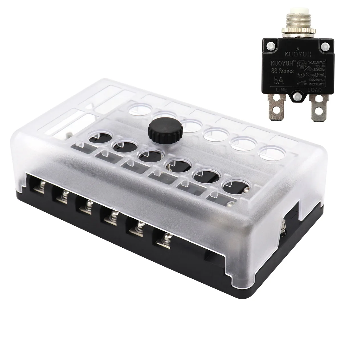 KETO Waterproof 12 Way Electronic 88 Series Mini Circuit Breaker Block Distribution Box with negative bar