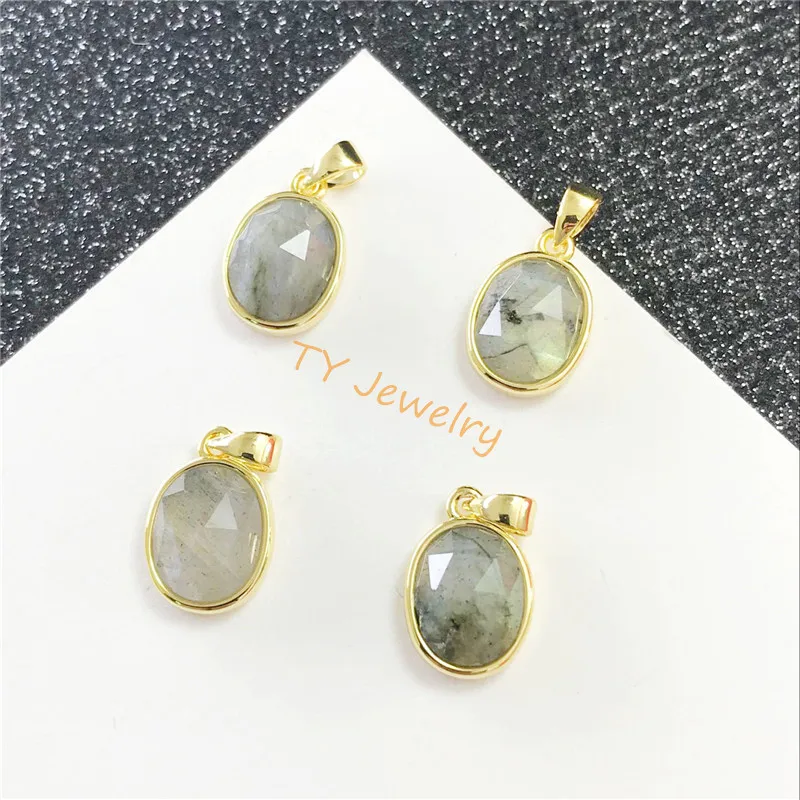 labradorite semi preciouse stone oval pendant  buckles pendant charm for Jewelry DIY for choker for earring