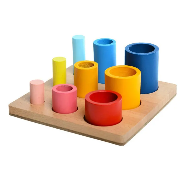 Colors Training Brinqued Different Circles and Cylinders Block educational toys learning montessori wood toy