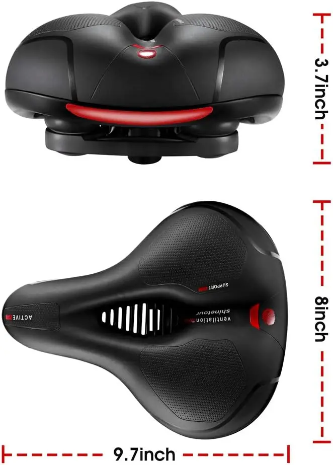 Comfortable Bicycle seat with Dual Shock Absorbing Ball Memory Foam Waterproof Wide Bicycle Saddle fit for Road Bikes