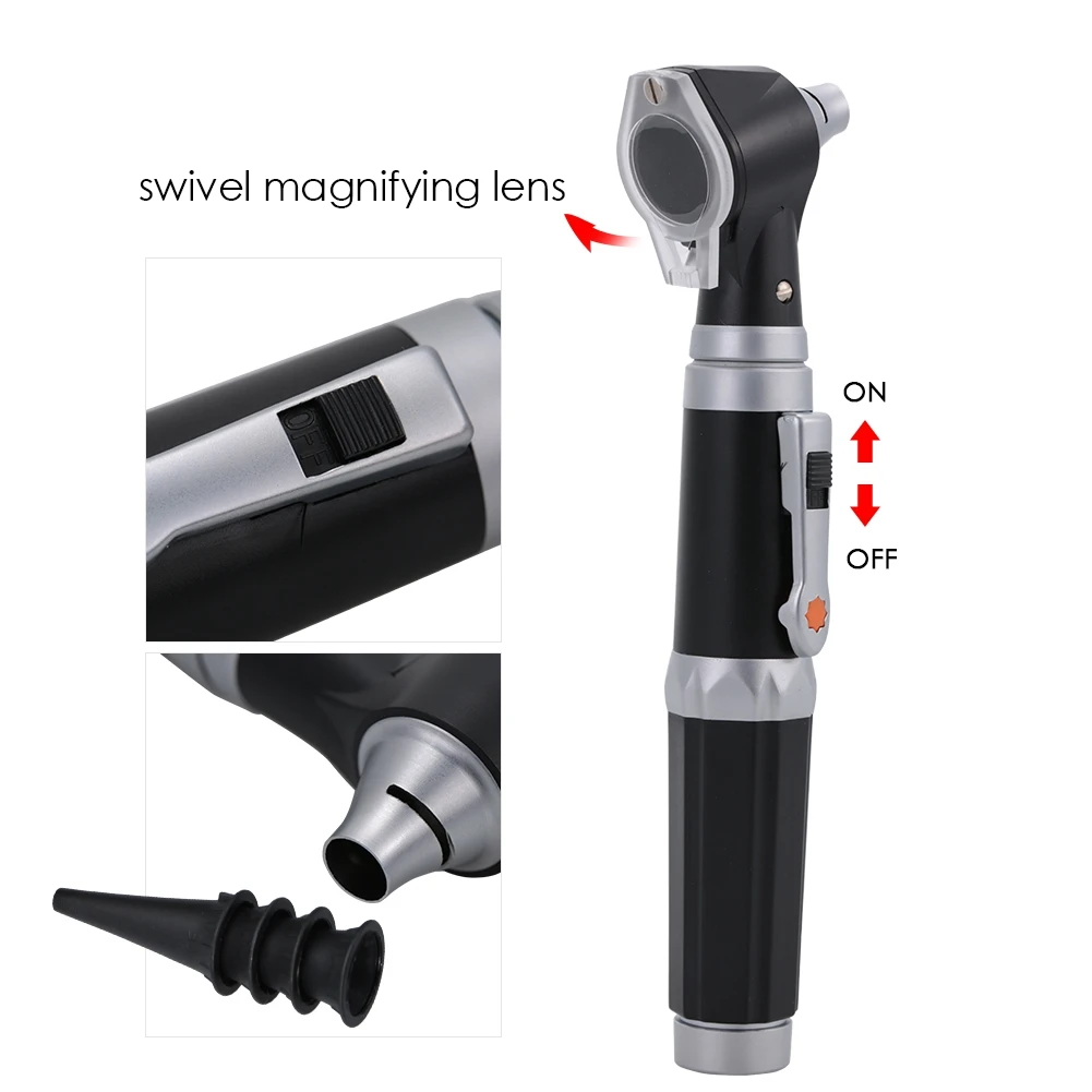Medical Otoscope Diagnostic Kit Home Adult Kid Ear Care Cleaner Check Examination Endoscope Speculum 3X Magnifying Lens Lamp