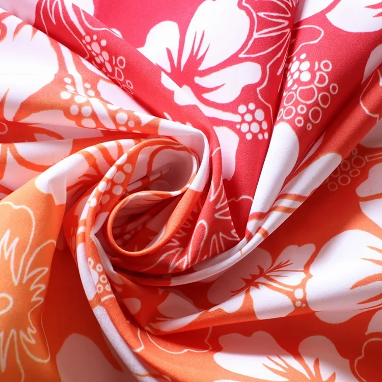 
super good hand feel transfer printing polyester terylene material peach skin fabric for beach shorts 