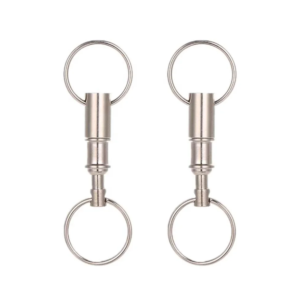 Stainless Steel Detachable Pull Apart Key Rings Keychain Double Rings Design Quick Release Key Chain