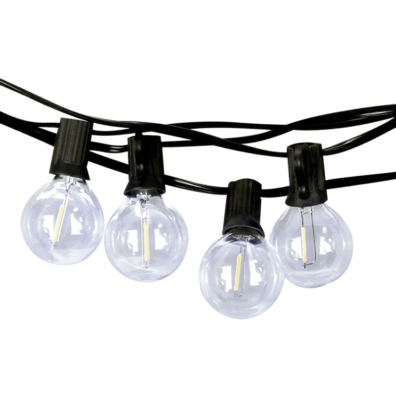 25pcs 1W warm white 2200K Vintage G40 edison LED Clear Glass bulbs 23pcs E12 socket IP44 25ft Patio LED String lights