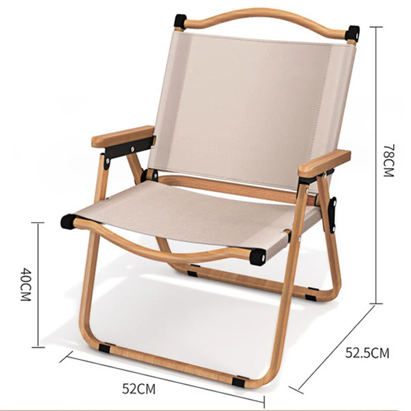 JSJM Outdoor Travel Folding Chair Portable Backrest Camping Chair Wooden Fishing Folding Chair