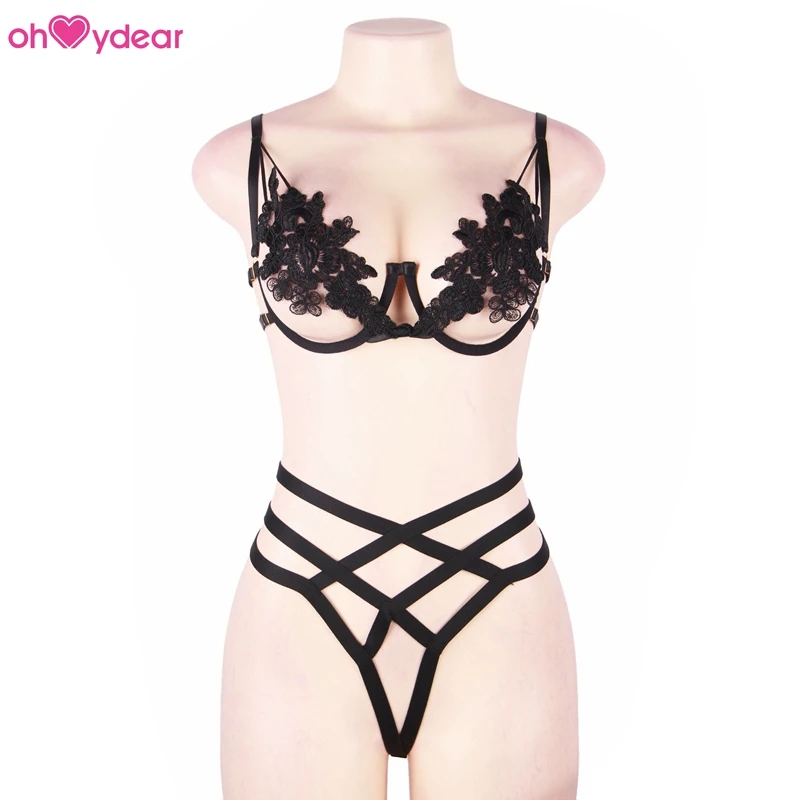 
Seductive Floral Embroidery Hollow Out Erotic Sexy Bra and Panty Sets 
