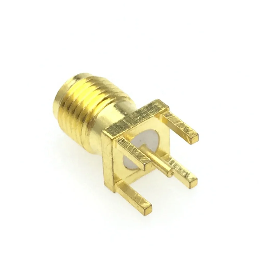 SMA-Female Jack Solder Nut Edge PCB Clip Straight Mount Gold Plated RF Connector Receptacle Solder