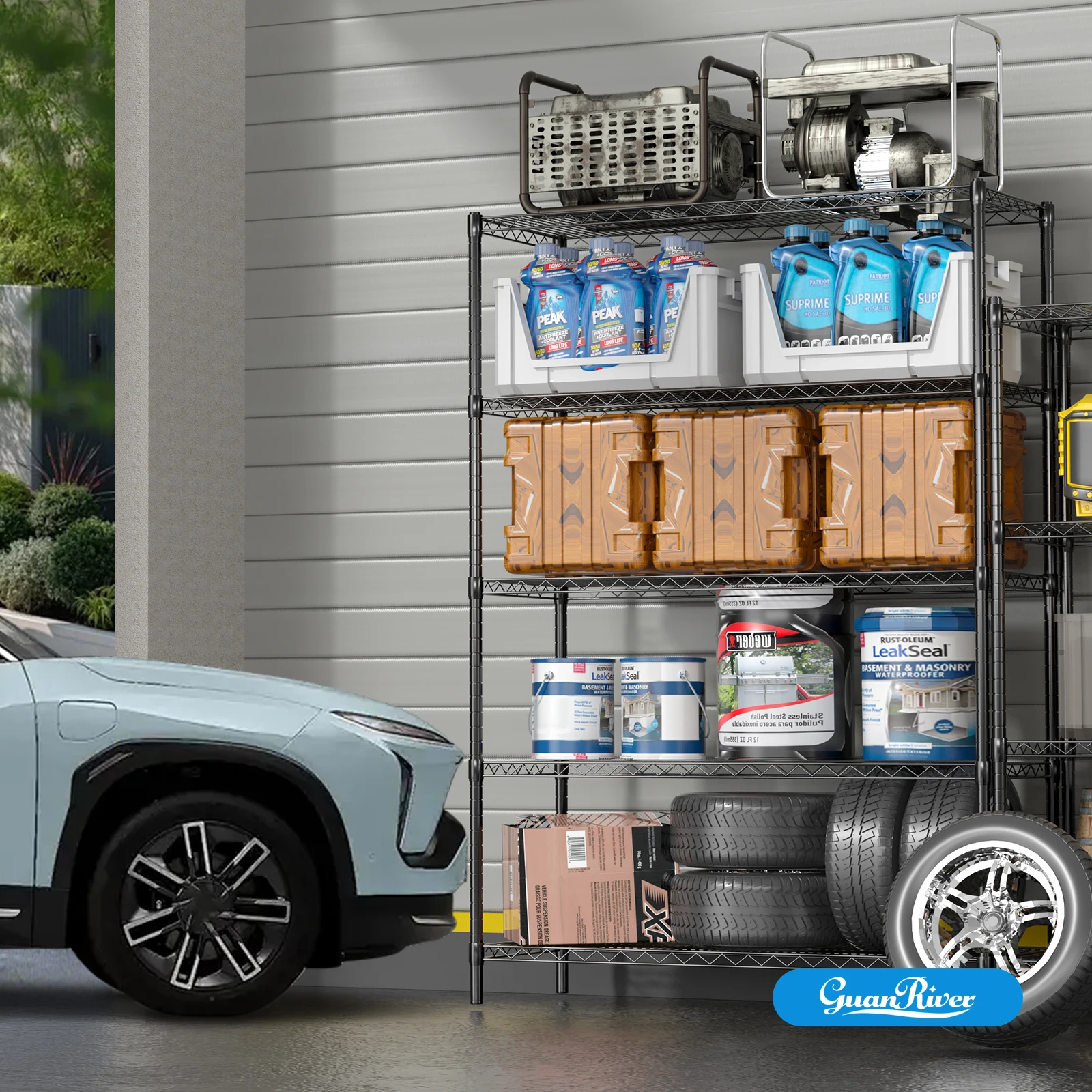 Guan River 5-Shelf Adjustable Metal Wire Shelving Unit Heavy Duty Storage Rack  for garage warehouse