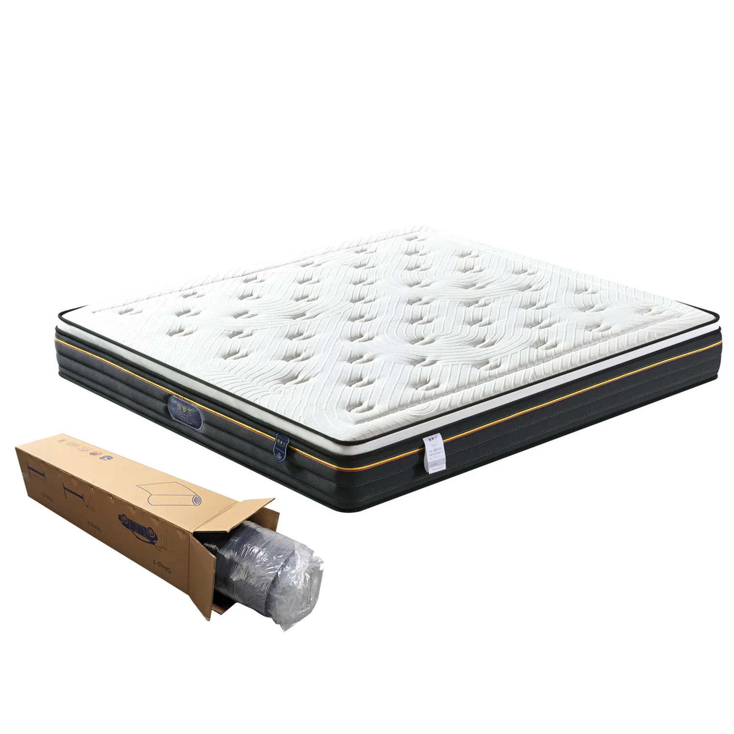 Ice knitted fabric latex foam customized Euro top natural latex mattress in a box