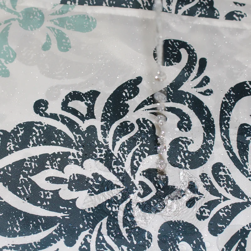 Manufacturers directly supply simple and thickened shower curtain feather printing polyester waterproof and mildew free punching