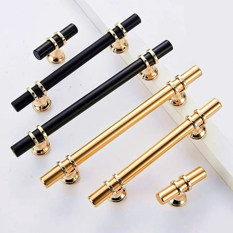 Modern Aluminium Black Gold Door Handles Kitchen Cabinet Handles Solid Drawer Knobs Fashion Furniture Handle Hardware