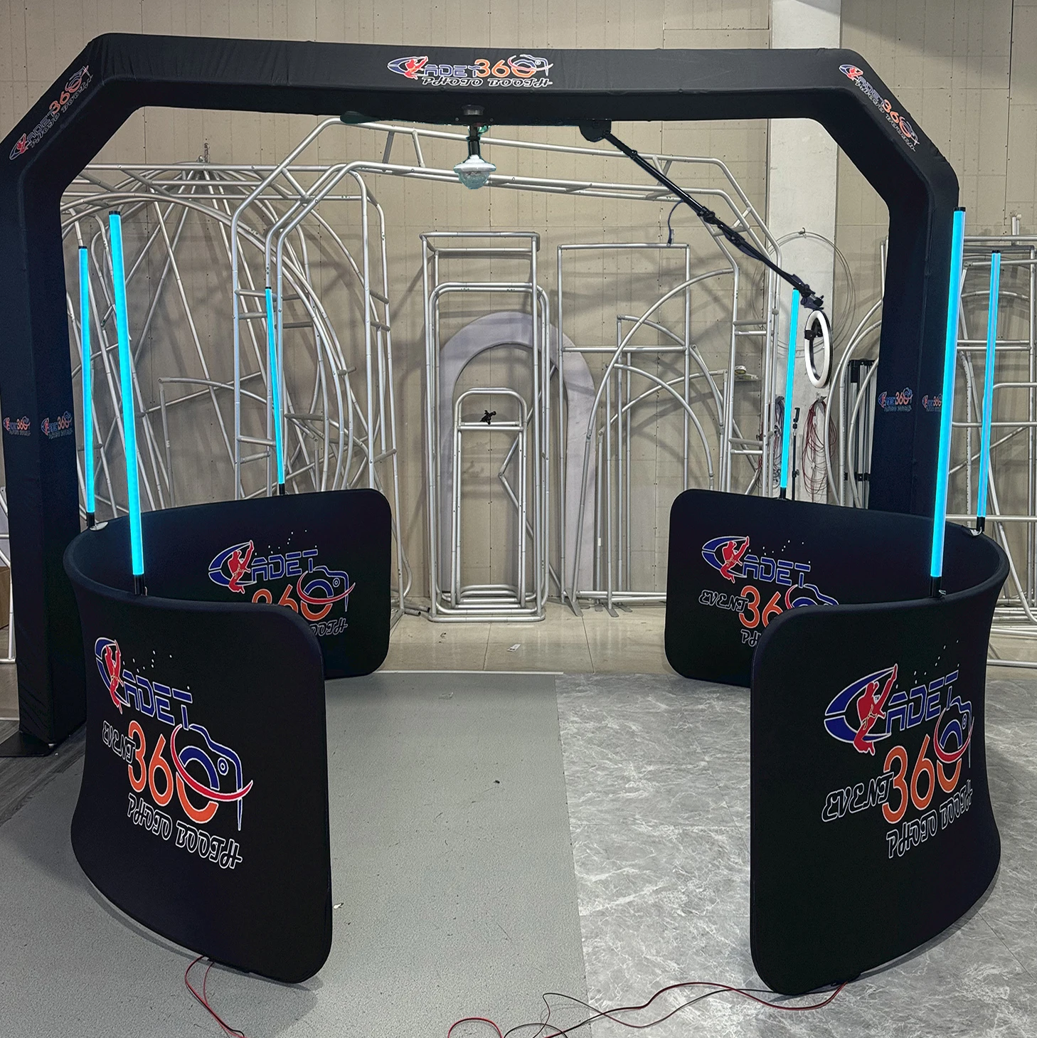 Adjustable Spinning Overhead Photo Booth Automatic Rotating Selfie Camera Backdrop New Sky 360 LED Light iPads Smartphones