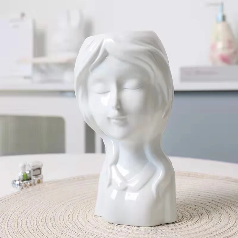 Новая красивая прекрасная статуя бюста для девушки белая керамическая ваза цветов/сухих/домашних украшений украшение