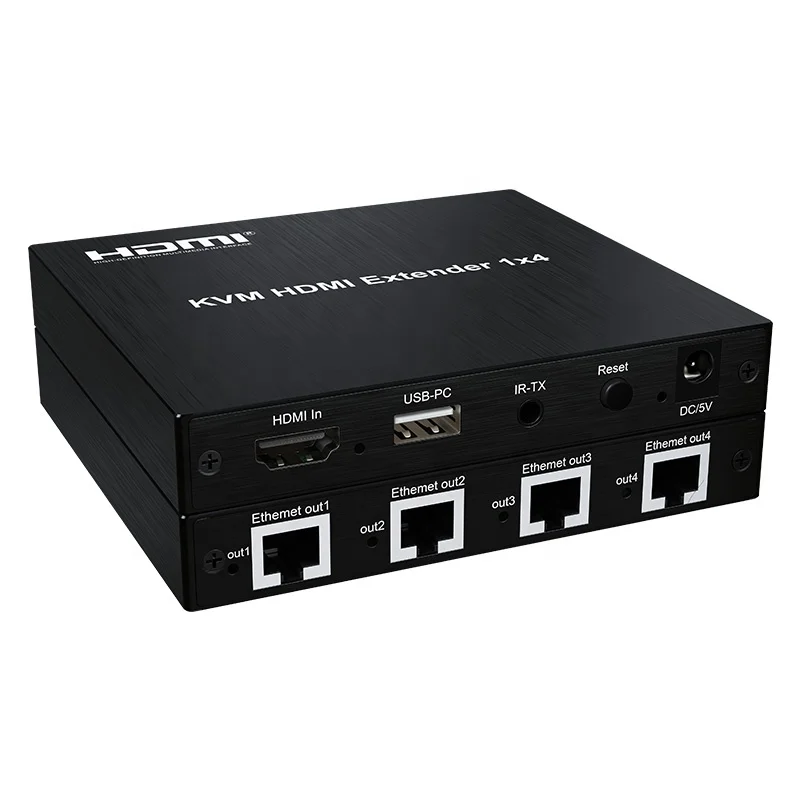 1080P Video 1x4 HDMI KVM Extender Splitter Over Cat5e/6 Ethernet 1 To 4 with USB