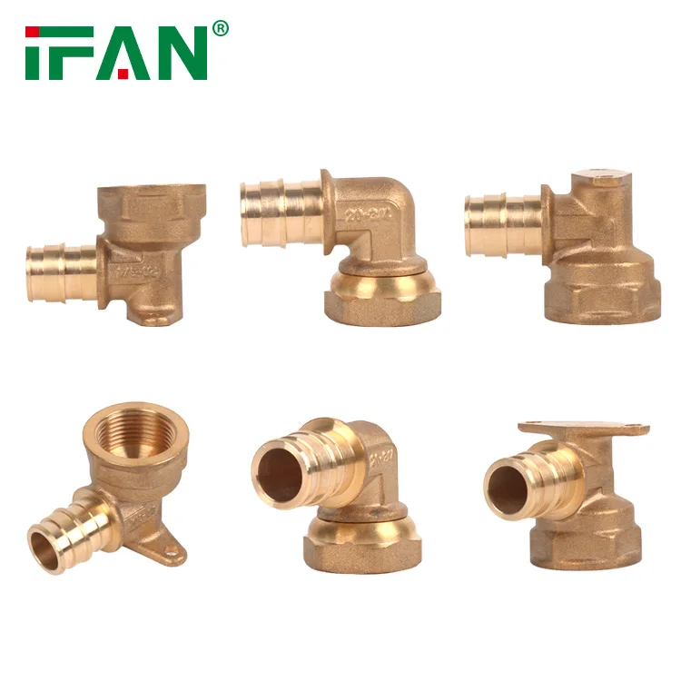 IFAN Factory PEX Pipe Crimp Connector Fitting Lead Free Copper Brass PEX Fittings for Plumbing and Heating