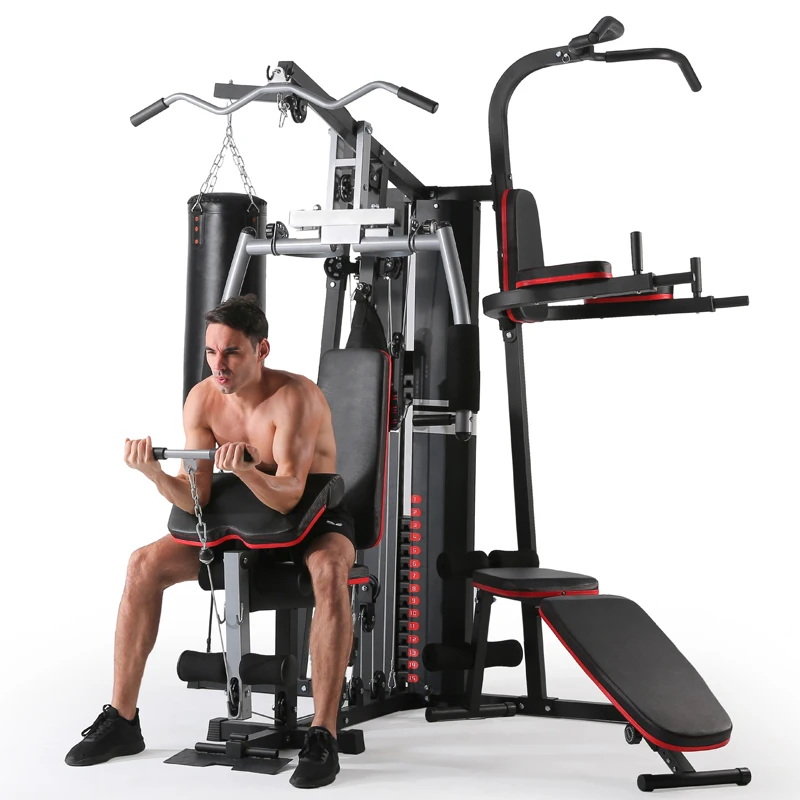 Multi Station Gym Equipment Home 3 Stations Training Strength Large Comprehensive Training Device