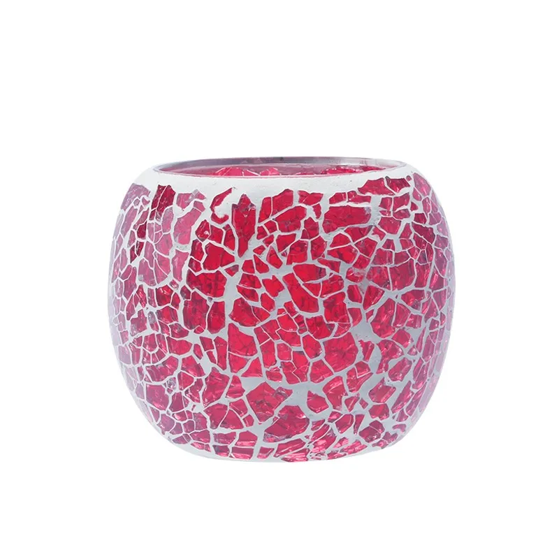 Mescente  wholesale  crackle glass candle holder  modern custom luxury fancy decorating glass candle holders containers