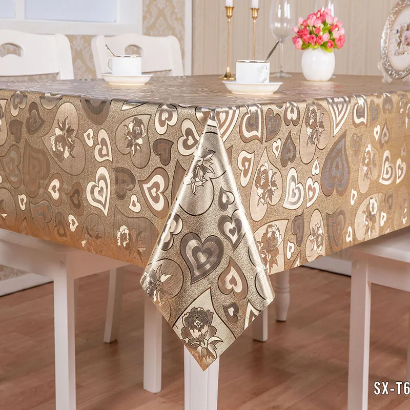 golden silver grounding with non-woven flannel backing Embossed table linens runners