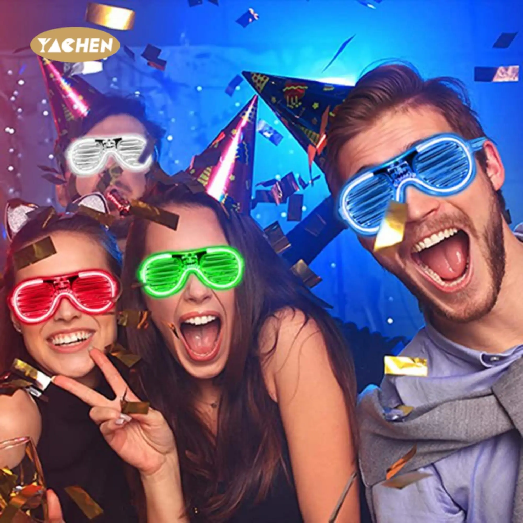 Yachen Glow in The Dark Glasses LED Christmas Party Supplies Light Up Glasses Shutter Shades Kids/Adult Party Accessories