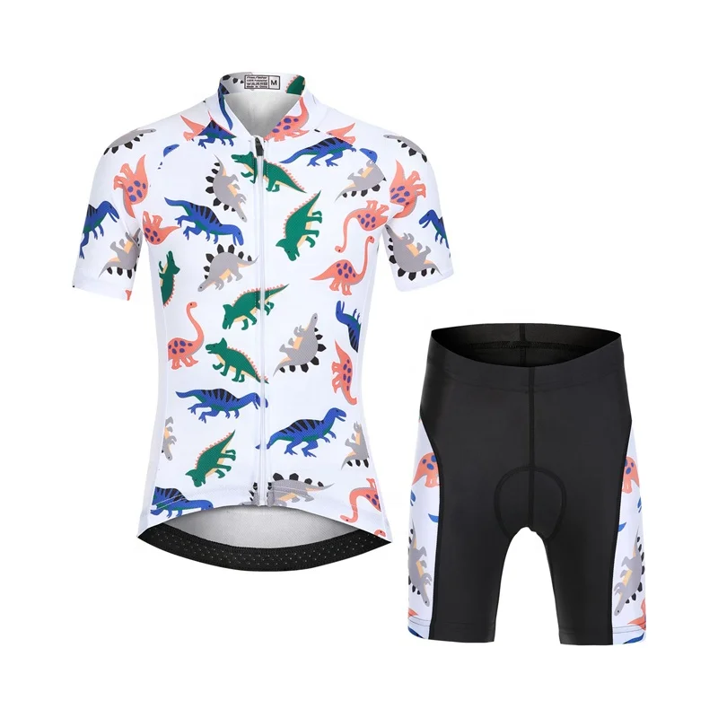 
 Dropshipping soft bike shorts sleeve sweatshirt set children black clothing for bike Printing absorb sweat bicycle wear  