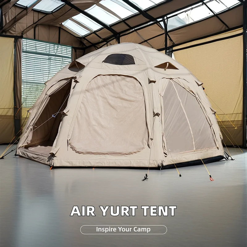 Luxury Waterproof Canvas Air Pole Camping Tent Oxford Cotton Dome Inflatable Yurt for Outdoor Adventure