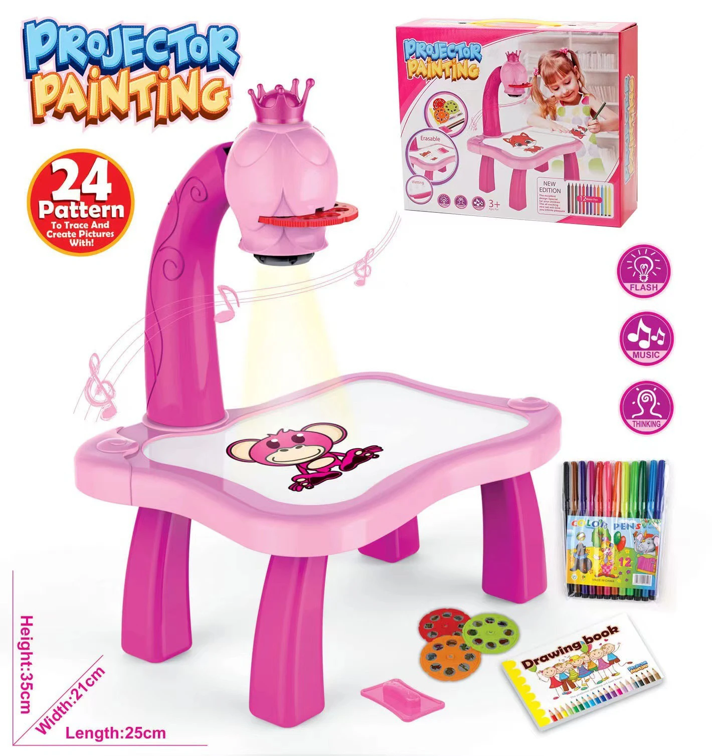 Multifunctional projection painting table for children early education learning educational graffiti projection toy