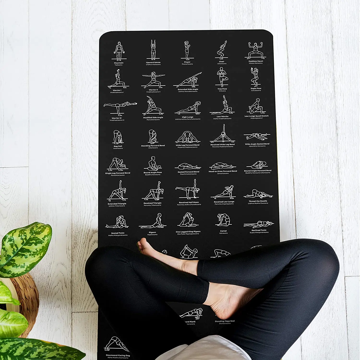 Non-Slip Instructional Yoga Mats for Men & Women 70 Printed Poses For Beginner Amazon