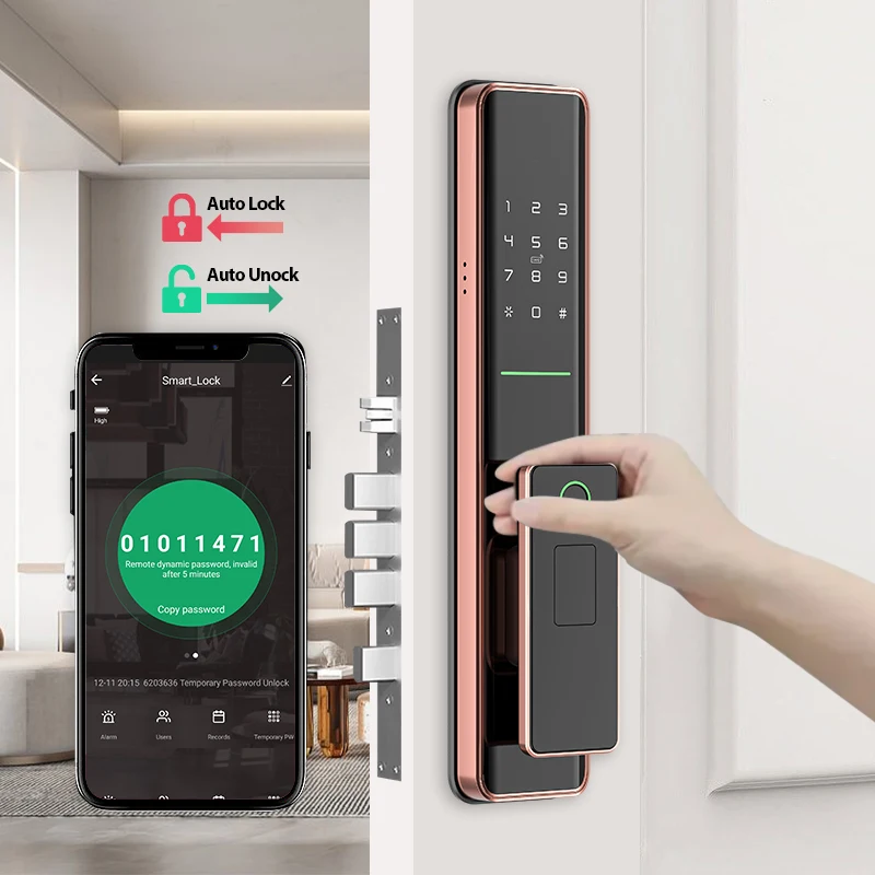 Push Pull Keyless Smart Door Lock With Fingerprint Passcode Automatic Biometric Electronic Lock