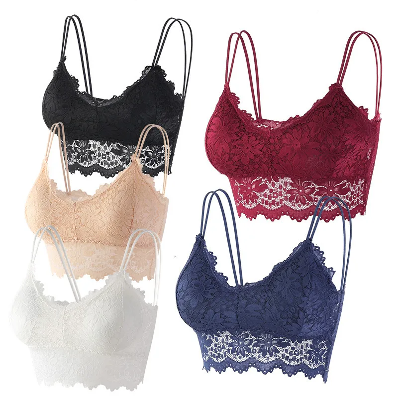 
Lace beautiful back bra one-piece gathered camisole vest underwear v-neck chest wrap bandeau bra lace women tube tops 