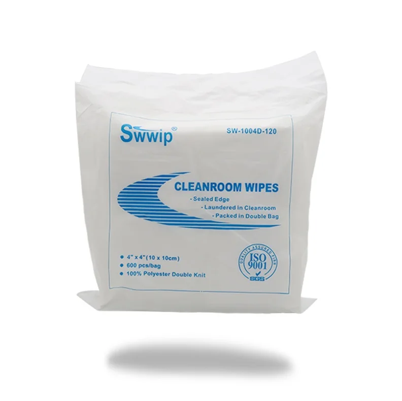 Customized 4inch Industrial 120gsm Cleanroom Polyester Wipers For Cleaning Room