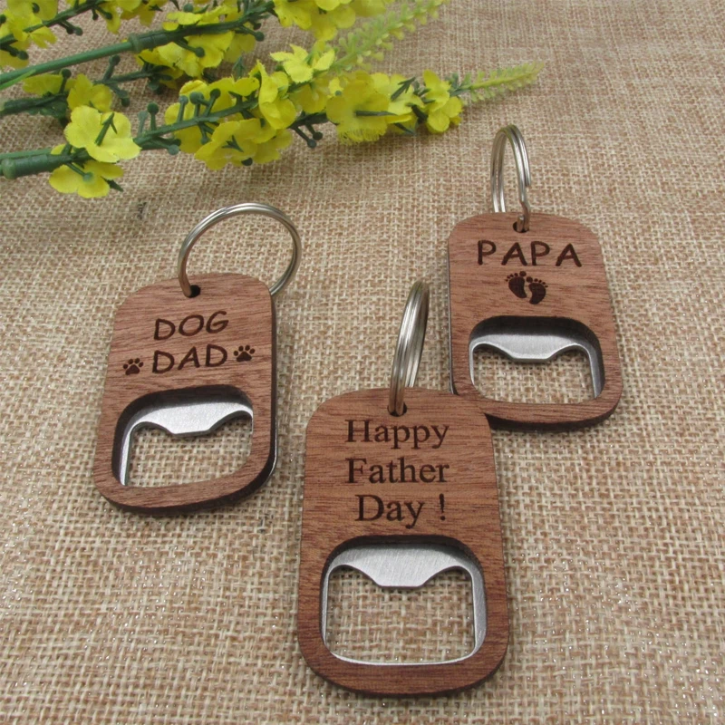 Factory Custom Wood Beer Bottle Opener For Wedding Bar Corkscrew Party Gift Promotion Advertise Wooden Handle Opener Keychain