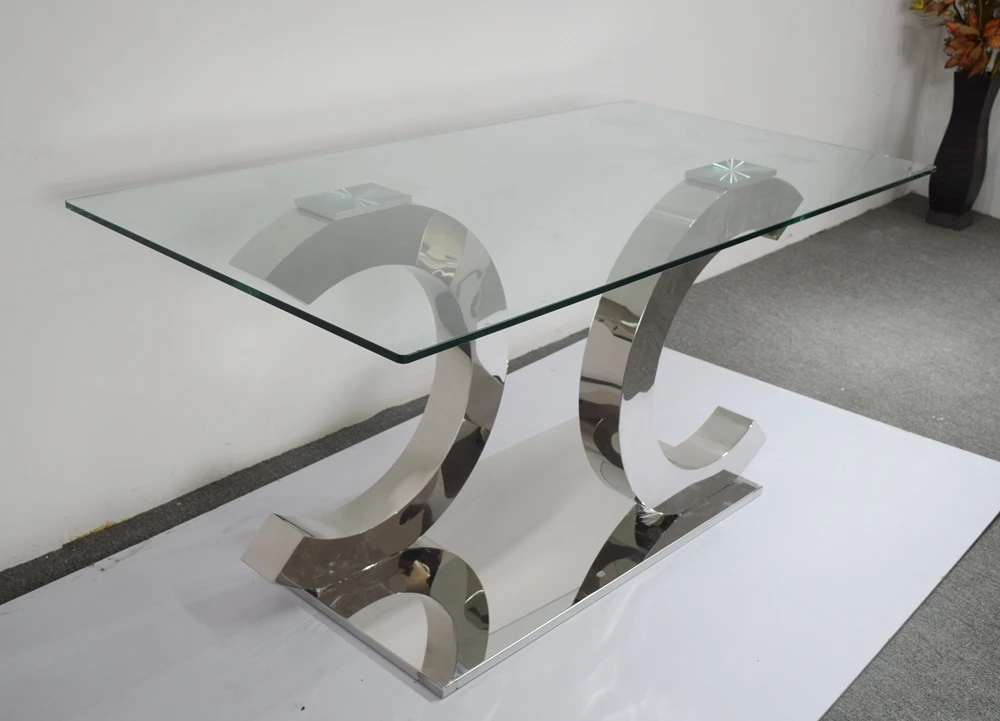 A8086  Glass top rectangular dining table home furniture