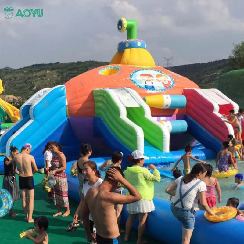 Factory Price Popular Submarine Bouncer Water Slides Submarine Inflatable Water Mobile Land Park for Sales