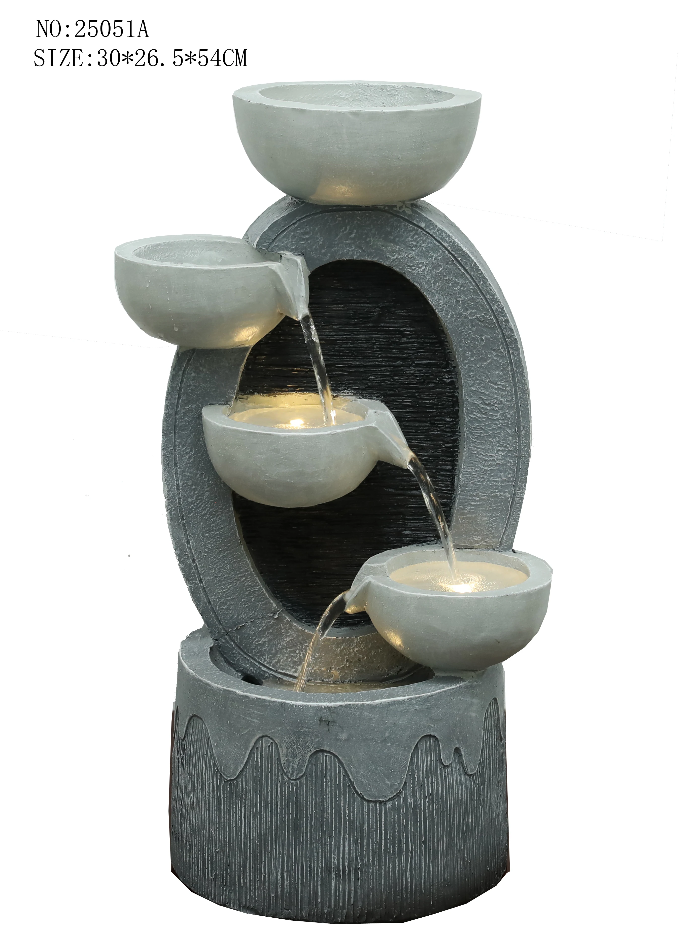 Stone rockery large polyresin water fountain with led light packing