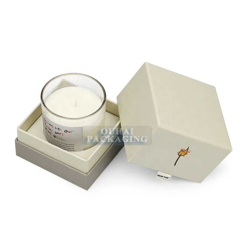 Luxury Candle Jars Package Top Lid and Base Paper Boxes One-Stop Custom Cardboard Packaging with Sponge Insert