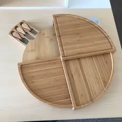 Лидер продаж, креативный вращающийся нож для бамбукового сыра, лоток для фруктов, набор разделочной доски