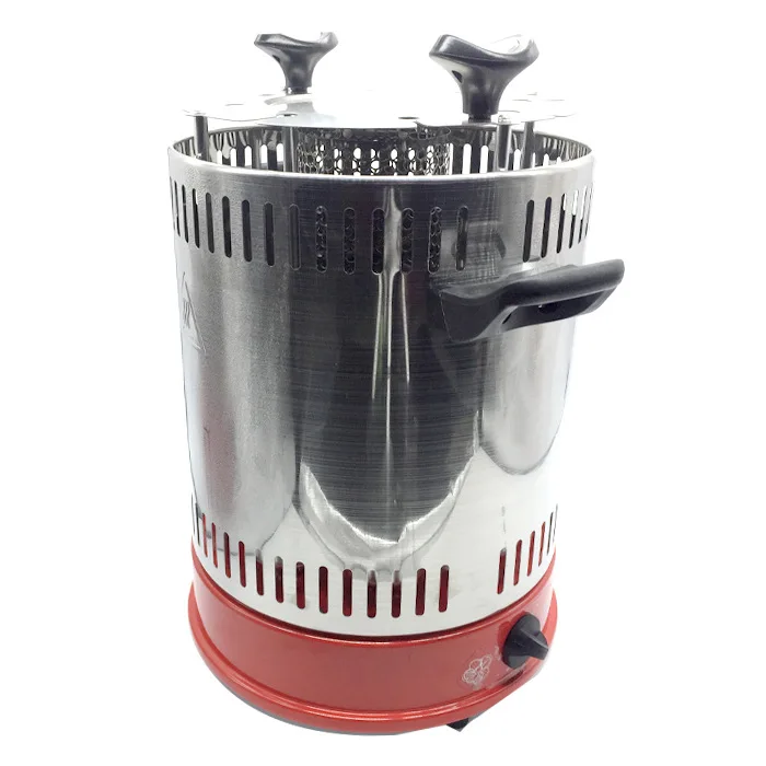 Color Box Indoor Smokeless Vertical Rotating BBQ Rotisserie Satay Kebab Skewer 1000W 3 in 1 Non-stick Electric Pan 1000 220