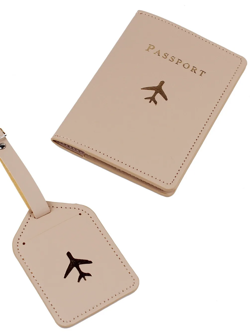 Custom logo travel passport holder set PU leather passport holder and luggage tag set personalized passport holder luggage tag