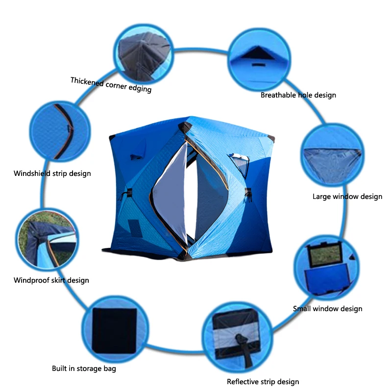 High quality outdoor Winter Automatic Pop Up  tent 2-3 Person Insulated Ice Fishing Shelter Ice Fishing Tent