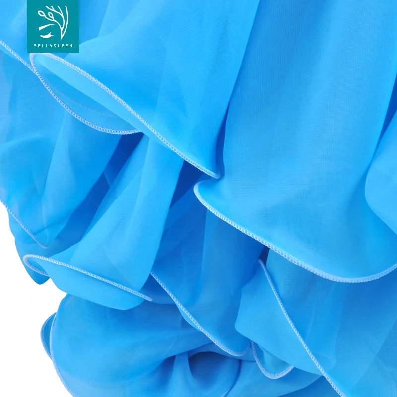 Chiffon Three Layer Belly Dance Skirt With Ruffle Fringe