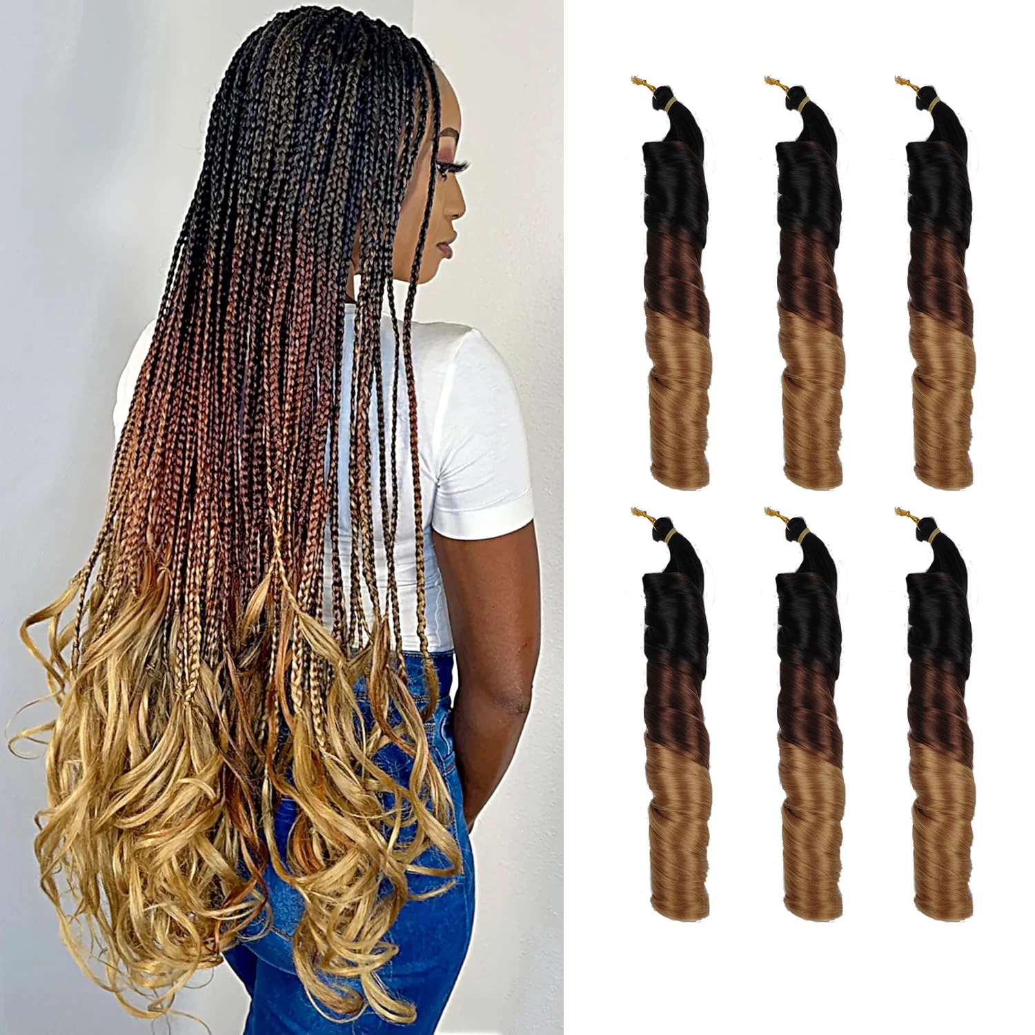 Hot Sale Pony Style Spiral Curly Braiding Hair Curly Ends Crochet Hair Synthetic Premium French Curly for Black Women