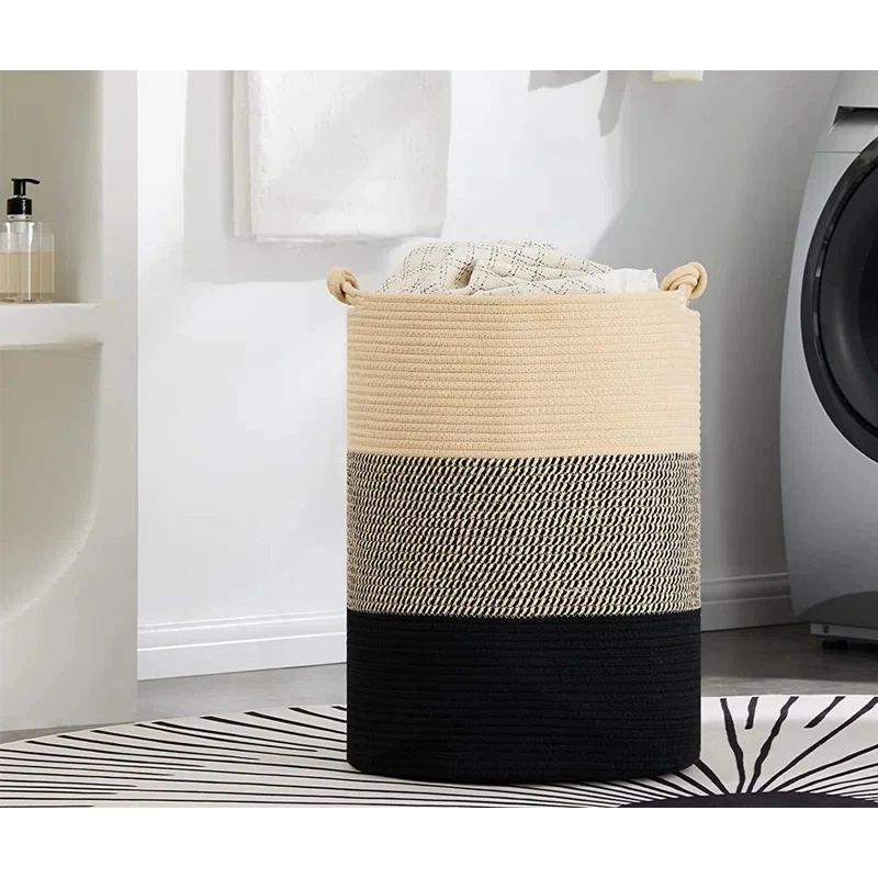 Wholesale New Design XXL Laundry Storage Clothes Toys Basket Large Size Cheap Cotton Rope Basket With Handles