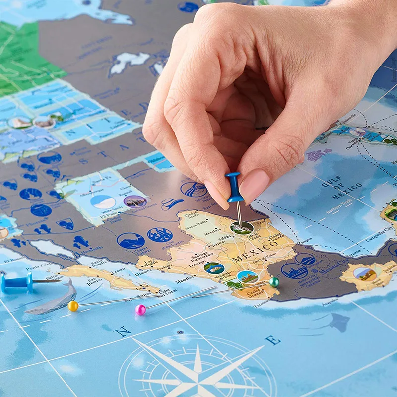 
Personalized Pin North America travel scratch off usa map united states 