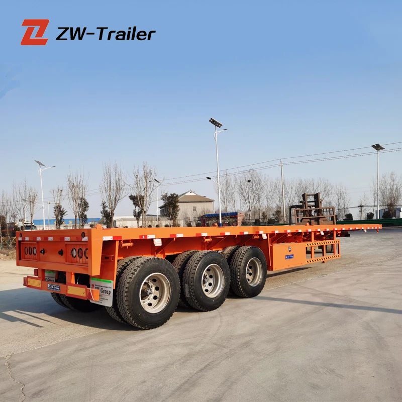 ZW Group 4-Axle 70ton Shipping Container Semi Trailer flatbed semi trailer for Saudi Arabia