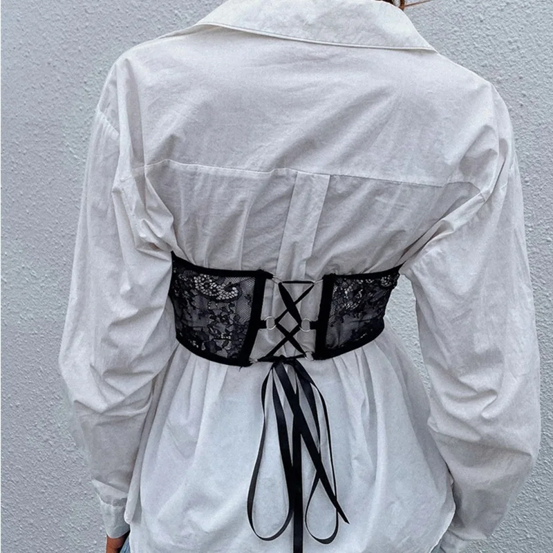 INS Tiktok HOT Lace Support Bust And Waistband Women Commuter Slimming Strappy Girdle with Pearl Chain