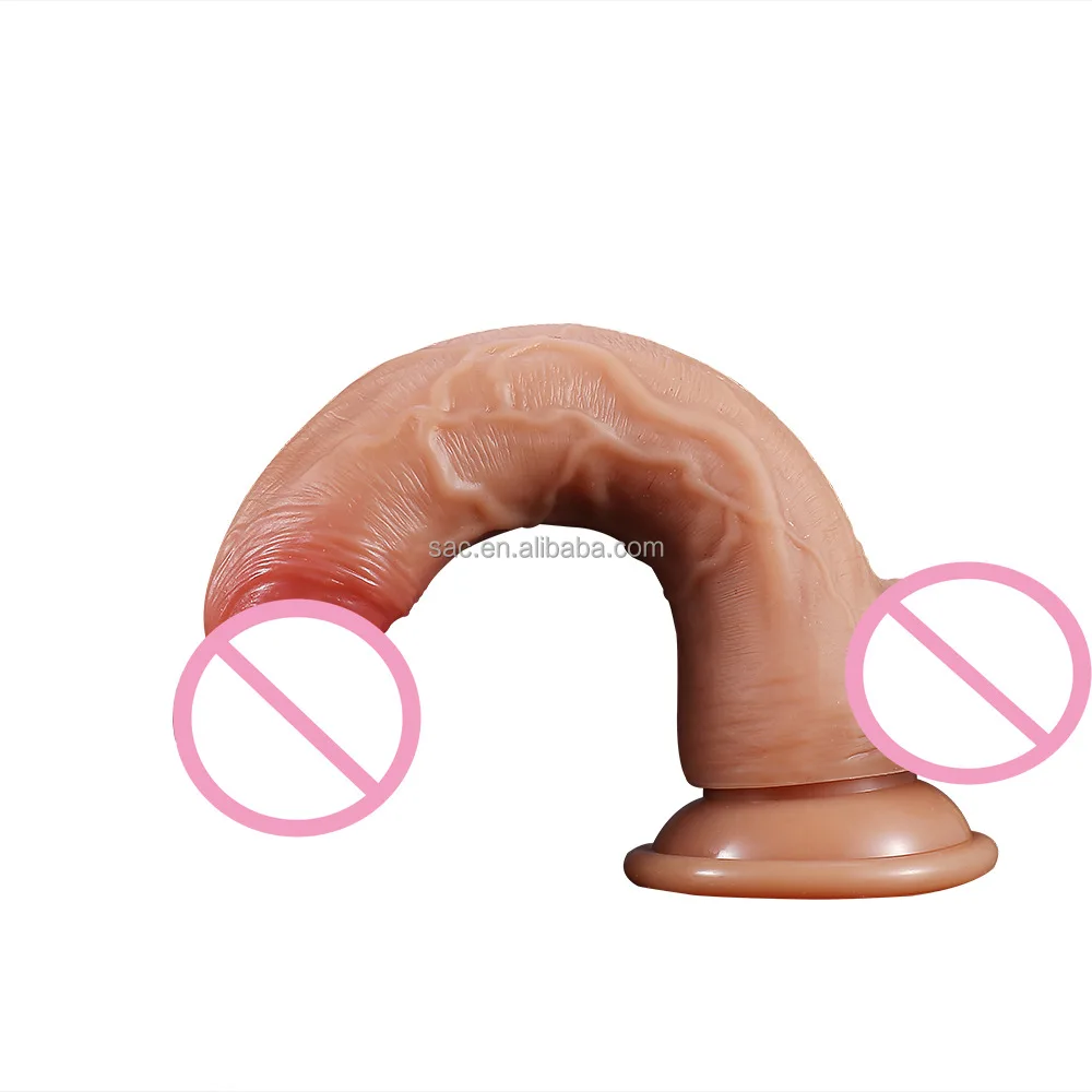 SacKnove Women Big Penis Sex Toy Masturbating Flexible Mushroom Head Rubber Blue Vein Real Skin Double Liquid Silicone Dildo