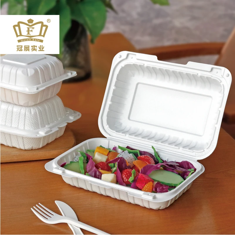 To go box mineral filled pp hinged lid plastic food containers 1 compartment and 3 compartments MFPP for Restaurant  packaging